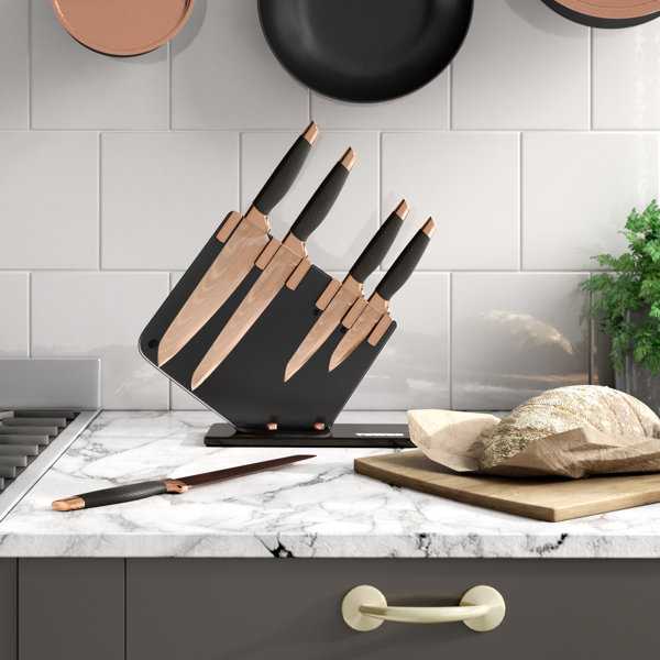 Tower Rosegold 5 Piece Knife Block Set & Reviews | Wayfair.co.uk